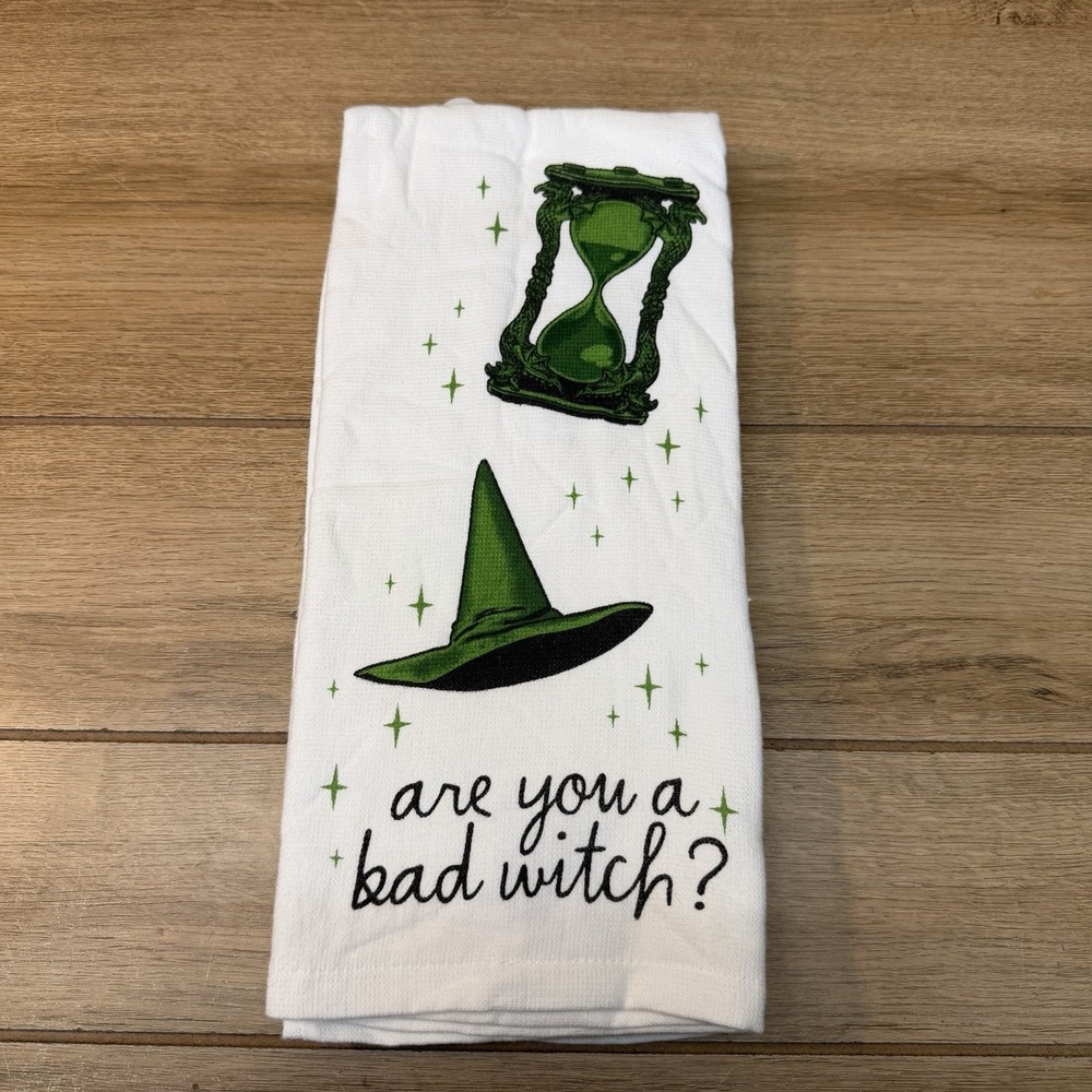 New Rae Dunn Wicked Wizard Of Oz Elphaba Glinda Good Bad Witch Kitchen Towel Set